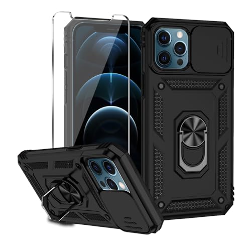 Damtong for iPhone 12 Pro Max Phone Case 6.7 Inch with Camera Cover Black