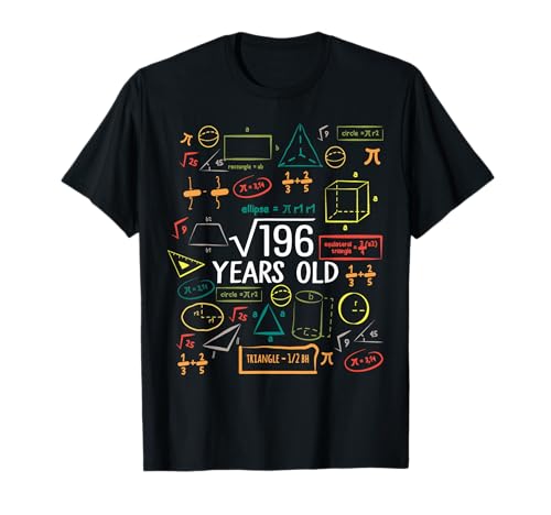 14 Years Old Square Root Math 14th Birthday Boy Girl Kids T-Shirt