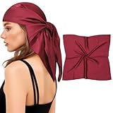 AWAYTR 27.5' Square Satin Head Scarf - Silk Hair Scarf Square Hair Bandanas Large Scarf Sleeping Head Wraps for Women (Claret)