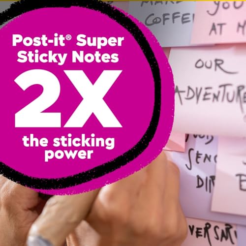 Post-it 100% Recycled Paper Super Sticky Notes, 3 x 3 in., 18 Sticky Note Pads, School Supplies and Office Products, Sticky Notes for Vertical Surfaces, Wanderlust Pastels Collection by Post-it - Image 3