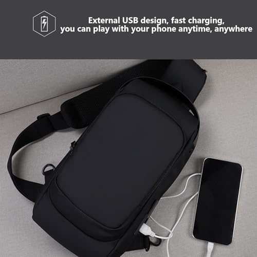 Bandolera de viaje casual e impermeable de gran capacidad con puerto USB exterior 2