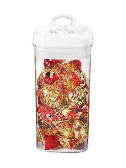 Image of Airtight Food Storage Container with Lid Regular-L Lock Top Stackable Acrylic Kitchen Canister Jar for Nuts Snack Cracker Organizer (1350 ml Pack of 1 PCS)