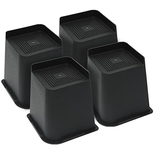 6 Inch Bed or Furniture Risers with L-shaped 4 Inch Opening, 10cm 4 Packs Heavy Duty Bed Lift, Large Bed Raising Blocks Loads up to 2,200 LBs, Sturdy Durable and Stable for Table Couch Sofa Bed Risers