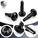 mawmuaw 50 szt. wkrętów Torx ze stali nierdzewnej, z łbem soczewkowym, samowiercące śruby M5,5 x 38 mm, wkręty samogwintujące ze stali nierdzewnej 410, czarne, wkręty do dachów z twardego drewna