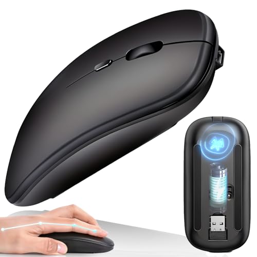 TOVARIN® Super Raton Inalambrico ULTRAPRECISO | Raton Silencioso 2,4G + Bluetooth y Receptor USB Ratón Inalambrico para Ordenador PC, Portátil, Tablet de Windows, iOS y Android (Universal)