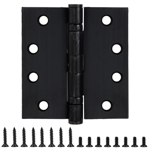 2 Pack 4.5 x 4 Inch Square Ball Bearing Door Hinges 4 ½"x 4" Oil Rubbed Bronze Industrial Grade Door Hinges Full Mortise Interior/Exterior Hinge for Doors Bifold Residential Office Storm Cafe