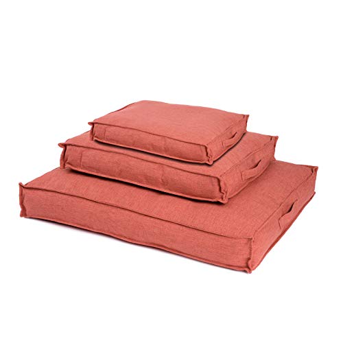JAMAXX Premium Hundekissen Orthopädisch Memory Foam, Leinen Bezug Waschbar, Nässeschutz Wasserabweisend - Kuschelig Weich, Visco Elastische Kissenfüllung, Hundebett PDB1005,65x50 (S) Terracotta