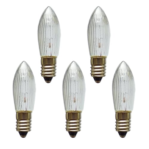 Erzgebirgslicht - AUSWAHL - 5x Topkerze Spitzkerze 55V 3W E10 für 4...