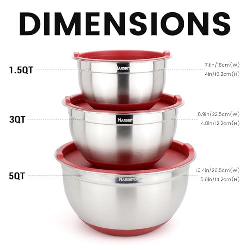 Set de 3 Tazones de Acero Inoxidable con Tapas Rojas miniatura 2