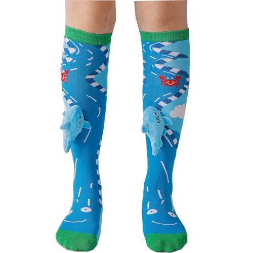 MITUN SEMI 3D Cute crazy Boy's Socks Knee length Socks Kids Novelty Fun Plush Shark Sewing