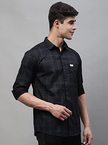 Image of Majestic Man Cotton Checkered Slim Fit Casual Shirt For Men