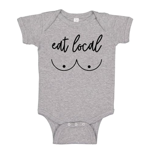 TATY Kids Eat Local Baby Infant One Piece Bodysuit 6 Months Heather Grey