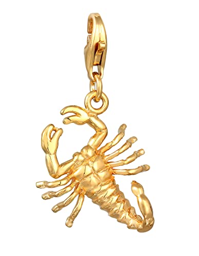 Charm Scorpion 0412420222 - Pendentif en argent sterling 925 plaqué or - Signe du zodiaque doré - Pour femme, Argent sterling