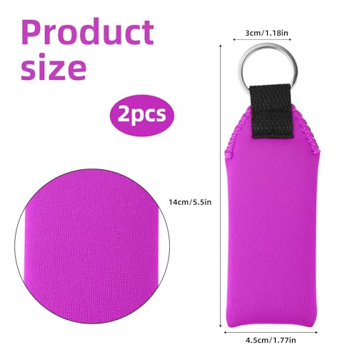 Gosknor 2pcs Floating Foam Keychain, Lightweight Neoprene Waterproof Floatable Keychain Boat Key Chains Floating for Surfboard Boat Outdoor Water Sports (Purple) - Thumbnail 2