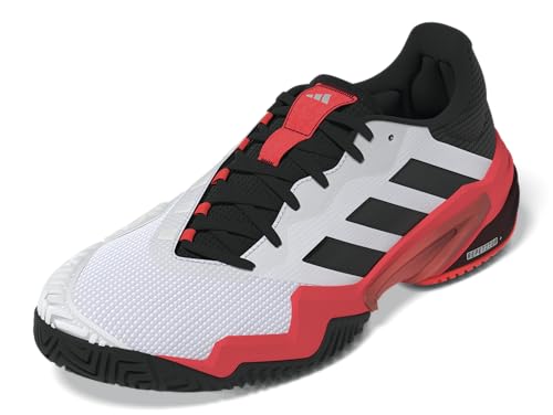 adidas Men's Barricade 13 Tennis Sneaker, White/Black/Lucid Red, 8.5