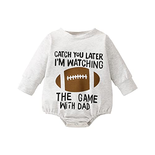 Newborn Baby Girl Boy Clothes On Sundays We Watch Football with Daddy/Mommy Sweatshirt Romper Bodysuit Fall Outfit2