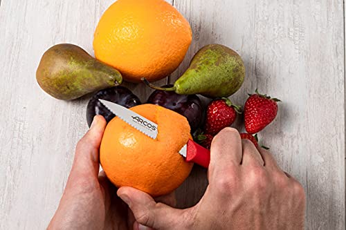 Miniatura 8 de Arcos Set 3 Cuchillos Peladores. 3 Cuchillos Peladores Acero Inoxidable Y Mango Ergonómico Polipropileno Para Cortar Frutas, Verduras Y Tubérculos. Serie Nova. Color Rojo.