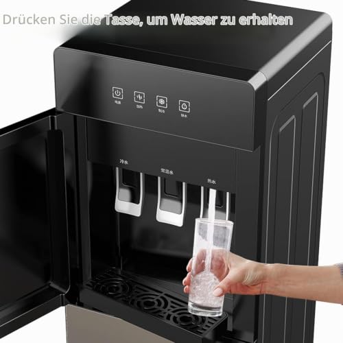 Foto von Wasserkühlerspender, Wasserspender mit Bodenbeladung und Getränkehalter, 5-Gallonen-Wasserspender, 3-in-1-Heiß- und Kaltwasserkühlerspender für Zuhause, Büro, Kaffee, Tee, Bar, Wohnheim