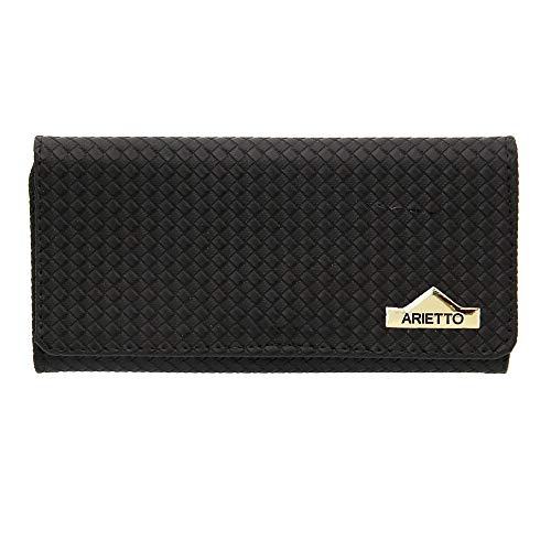 Kit Bolsa Baú Grande Trançada e Carteira Arietto Cor:Preto