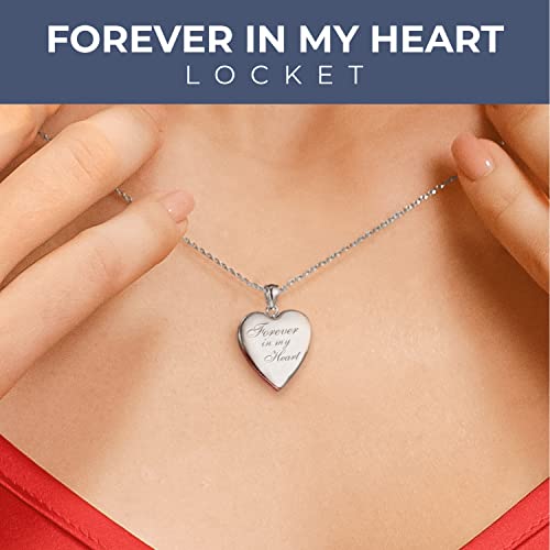 Picturesongold.com Forever In My Heart Locket Necklace - Custom Necklaces For Women Personalized & Engraved Picture Locket Necklace With 18” Chain Necklace Sterling Silver Or Yellow Gold Filled (Sterling Silver, Locket + 1 Photo) #TOP1