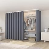 Armadio grigio scuro, 250 cm di larghezza x 240 cm, resistente all'umidità, lavabile in lavatrice, anti-sbiadimento, soluzione per la conservazione di oggetti per bagno e cantina, elegante orga per la