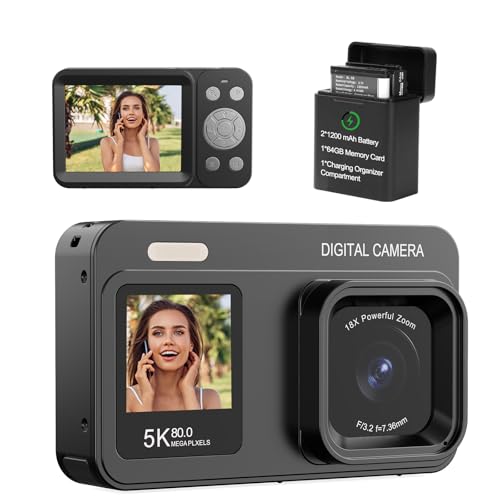 Cámara digital compacta 5K 80MP dual screen miniatura 1
