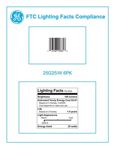 Ge Lighting Soft White 12982 25-Watt, 180-Lumen G25 Light Bulb With Medium Base, 12-Pack #TOP5