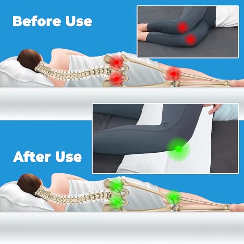 puredown Knee Pillow for Side Sleepers, Leg Elevation Pillow for Side Sleeping, Pillow Between Legs for Aligns Spine, Support for Pregnancy Relieves Pressure Hip Leg and Improve Sleeping, White