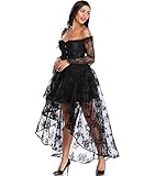 Auf diese gotische schwarz-Korsagekleid von MISS MOLY die reichliche Gaze und Spitze angewendet haben.Der unter ‘’A-Linie’’Rock besteht aus drei verschiedene Schichten Stoff und der Länge ändert sich allmählich.Der cool mystische Stil macht stärker feierlich und dramatisch am Halloween Cosplay oder anderen Feiertag und auf andere Kleidung passen der fashional prägnant Design getrennt auch gut;