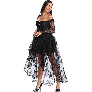 MISS MOLY Steampunk Gothic korsetjurk zwart retro korset rechte stijl corsage dames kostuum jurk Halloween cosplay