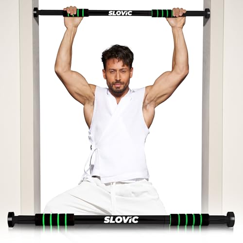 Image of Slovic Pull up Bar for Home for Kids & Adults [100 KG] | Pull up Bar Wall Mounted with Anti-Skid Grip | No-Drill Installation Pull-up Bars for Home Workout | Gym Equipment for Home Workout (62-100 CM)