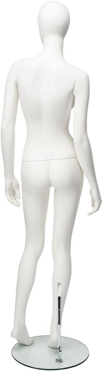 Displays2go Female Full Body Mannequin with Glass Base, Abstract, Standing Pose - Multiple Colors (SMFMNECO1W)