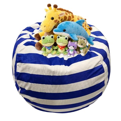 Generisch Silla de almacenamiento de peluche, puf con cremallera para guardar juguetes de peluche, soporte para juguetes, puf, para sala de estar, habitación infantil, sala de estudiantes, rincón de