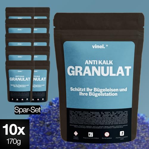 Kalkschutzgranulat 10x für Bügelsysteme mit Wasserfilter - Nachfüllpackung, Entkalker Kalkschutz Ersatz Granulat