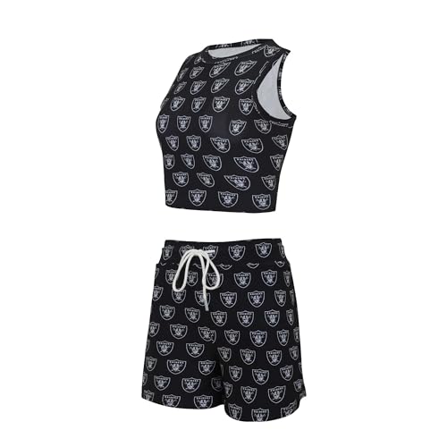 Concepts Sport Women's Las Vegas Raiders Gauge Allover Print Cropped Tank Top & Shorts Sleep Set