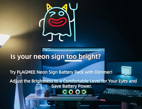 Image of Battery Pack for 5V Neon Signs with Dimmer, Portable Power Supply with Adjustable Brightness to Extend Battery Life, Convert Plug-in to Battery-Operated