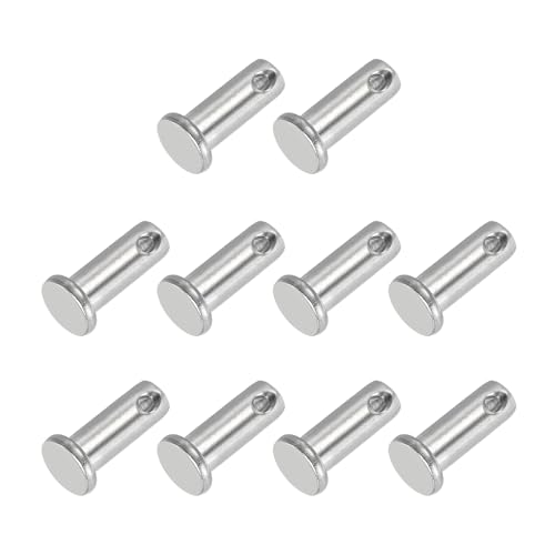 PATIKIL 8 x 20 mm Einzel Loch Clevis Pins, 10 Stück 304 Edelstahl Flachkopf Pin für Hitch Pin Lock Link Scharnier Systeme, Silber