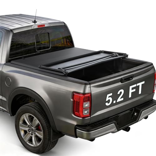 Image of RHOBRA Soft Tri-Fold Truck Bed Tonneau Cover Compatible with 2015-2026 Chevy Colorado /GMC Canyon, Fleetside 5.2ft Bed, 26.5oz Vinyl Soft Truck Bed Cover, Weather Resistant Bed Cover