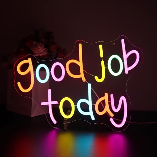 Neon Sign, HSJNJKFU Good Job Today Neon Signs for Wall