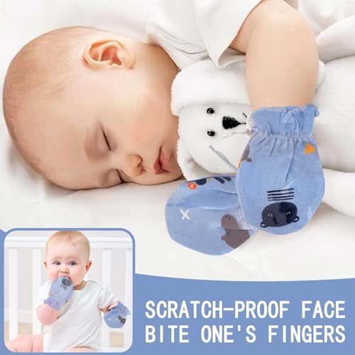 UZYXC 4 Paare Sommer Baby Handschuhe,Weich Baumwoll Baby Fäustlinge,Atmungsaktive Baby Fäustling Handschuhe,Neugeborenes Fäustlinge Säugling Anti Scratch Gloves Gefüttert Handschuhe für 0-12 Monate