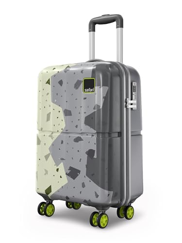 Image of Safari Tazzo 8 Wheels 55cm Cabin Size Trolley Bag, Hard Case Polycarbonate, 360º Wheeling Small Carry-on Luggage, Suitcase for Travel, Trolley Bags for Travel, Printed