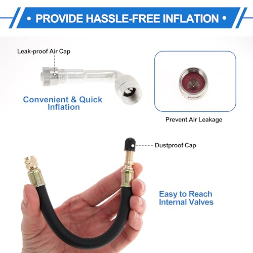 Image of Motoforti 1set 90 Degree Copper Tire Valve Extension with Durable Plastic 210mm Tyre Valve Inflation Adapter for Car Motorcycle RV Truck Bike