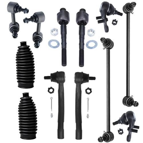 Detroit Axle - Front 12pc Suspension Kit for 12-15 Acura ILX Honda Civic, Inner & Outer Tie Rod Ends Lower Ball Joints Boots Front and Rear Sway Bars 2012 2013 2014 2015 Replacement