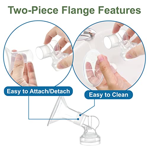 Image of Maymom Brand 2X Two-Piece Small Breastshield with Valve, Membrane and Maymom Connector,Compatible with Medela Pump in Style Breast Pump Top Hole Version. (36 mm) Detachable Clear
