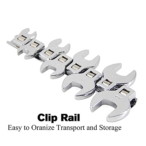 Goswift 3/8” Drive Metric Crowfoot Wrench Set, Crows Foot And Wrench,10 11 13 14 15 18 19 22 Mm With Ratchet Handle #TOP4
