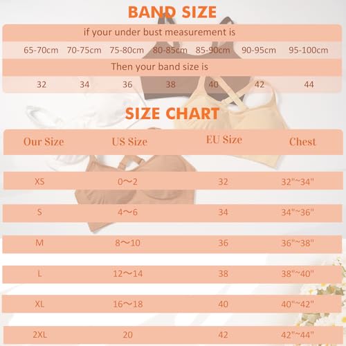 Image of Wireless Sewn in Padded Bras for Women Comfortable Full Coverage Bralettes No Underwire Everyday Tshirt Bra