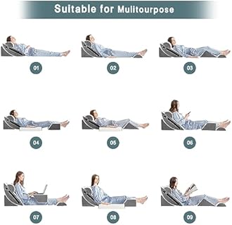 Yojoker 6pcs Orthopedic Bed Wedge Pillow Set for Sleeping, Post Surgery Foam for Body, Back and Leg Pain Relief Comfortable & Adjustable Support Pillows-Anti Snoring, Heartburn