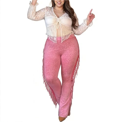 Pantalon de danse pour femme à franges et taille élastique pour rumba