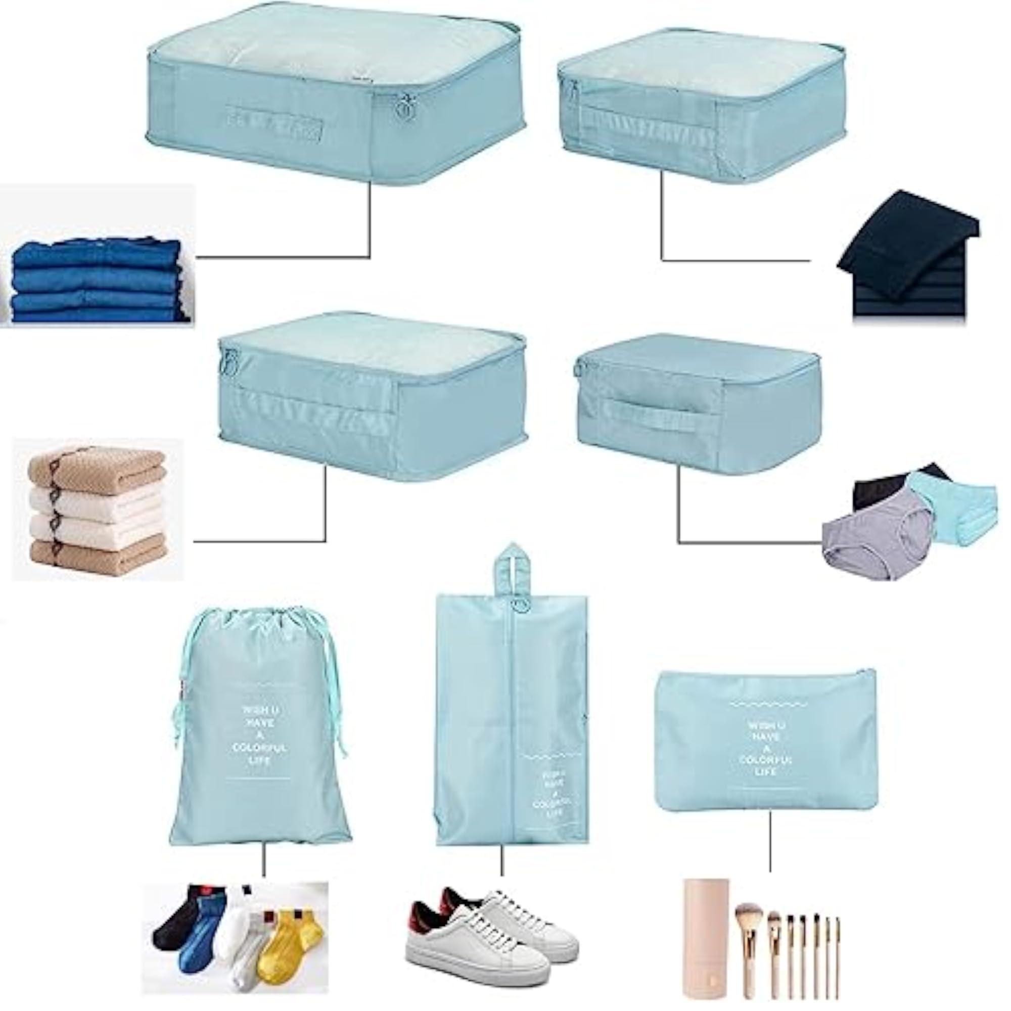 7 PCS Travel Organizer Packing Cubes Set for Luggage