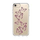 Speck Products Presidio Clear + Print Cell Phone Case for iPhone 7 - Butterflies Rose Gold/Clear